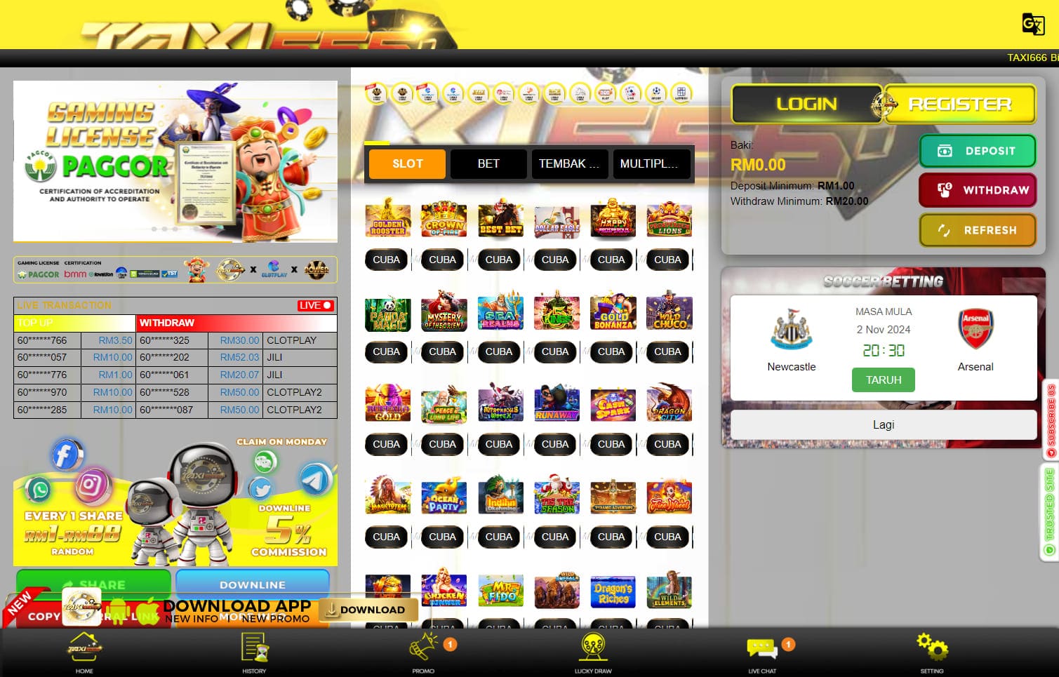 Taxi666 Online Casino Malaysia Review