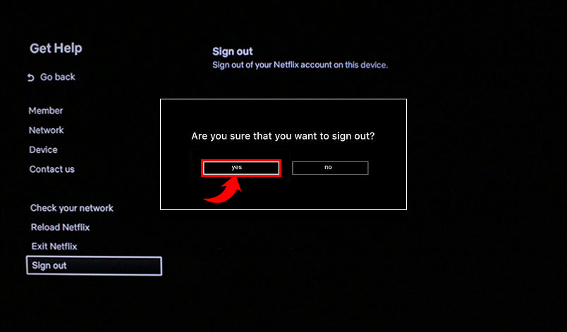 Sign out from netflix on TV