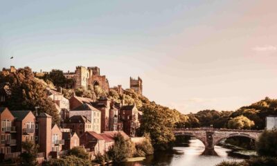 Norman medieval Castle and Cathedral stand on a hill above the River Wear and the Framwellgate Bridge in Durham