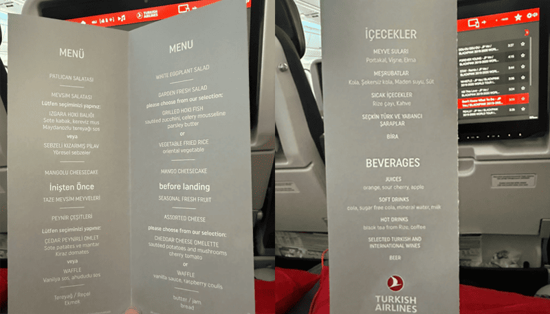Turkish Airlines-Menu