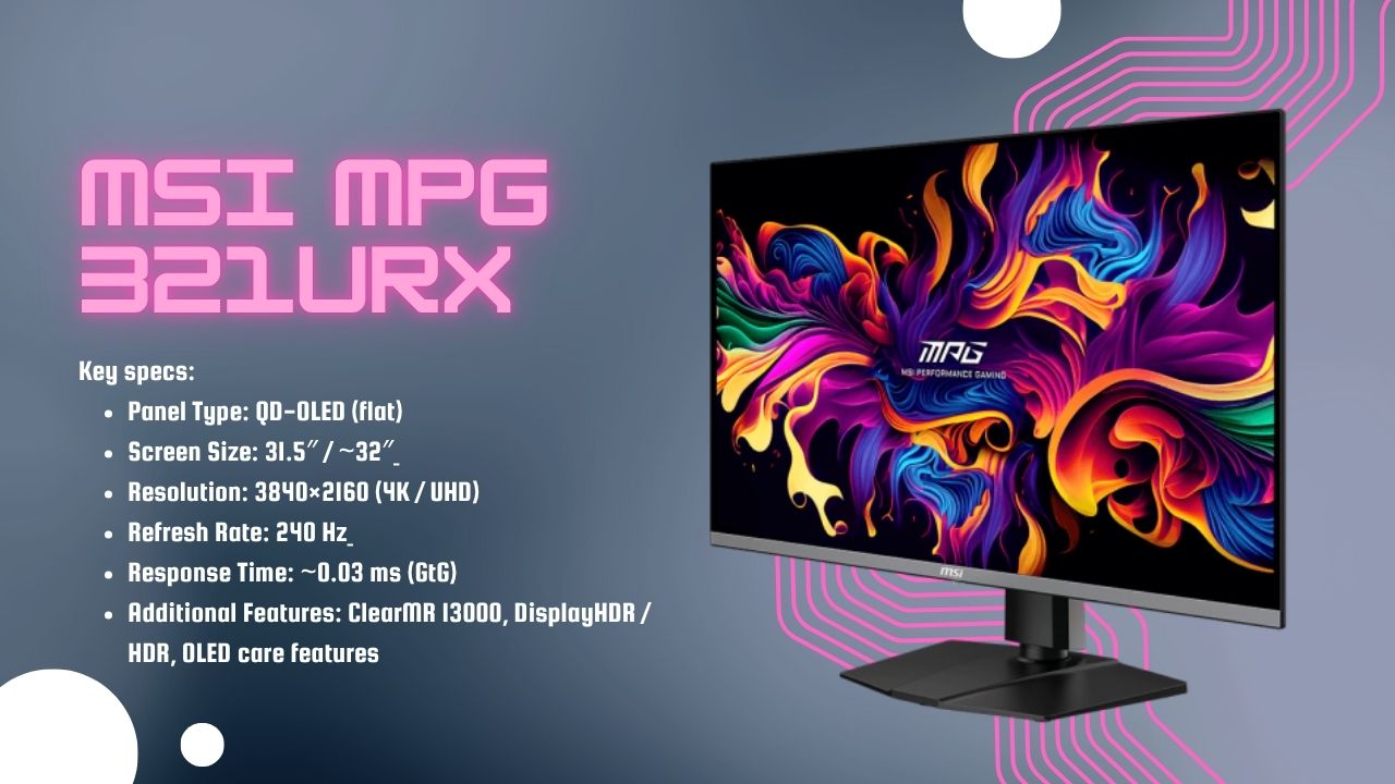 Premium 4K 240Hz gaming monitor MSI MPG 321URX QD-OLED for competitive CS2 and esports