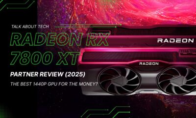 AMD Radeon RX 7800 XT retail box and GPU on test bench – 2025 review