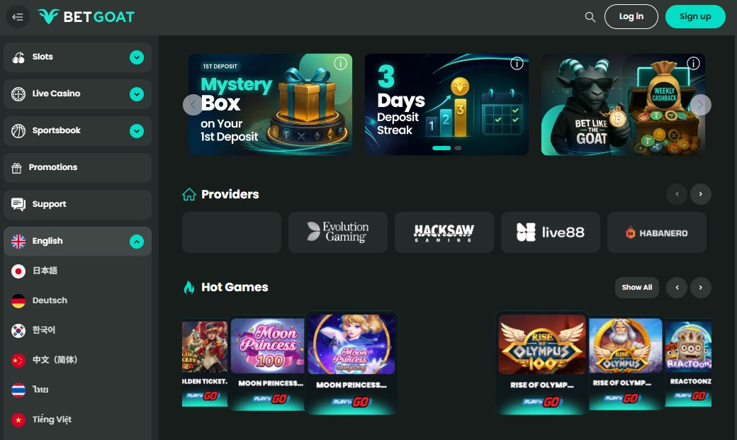 BETGoat casino homepage