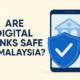 Illustration showing secure digital banking in Malaysia with AI fraud detection, encryption, and PIDM protection in 2025.