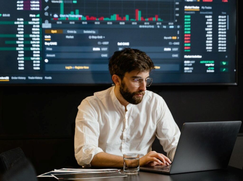A guy doing trading analysis